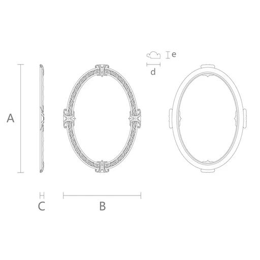 CARVED EMPIRE OVAL FRAME MIRROR FOR WALLS FROM OAK