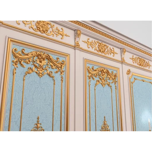 ORNATE FRENCH WALL PANELING WITH SCROLLS, PALMETTES AND FLORAL ELEMENTS
