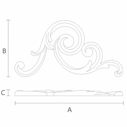 Large wooden scrolled appliques for stairs, Right