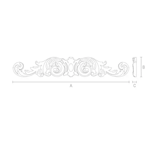 Solid wood openwork scroll center applique