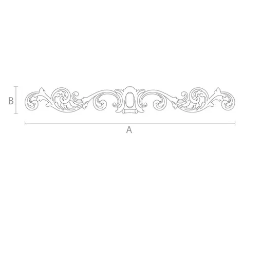 Long wooden decorative scroll applique for cabinets