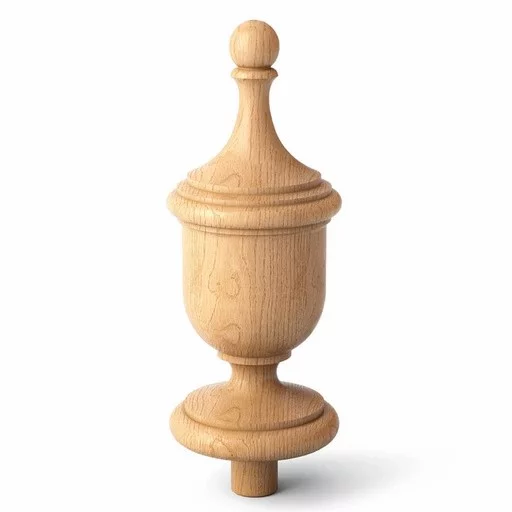 Handcrafted traditional staircase finial from solid wood