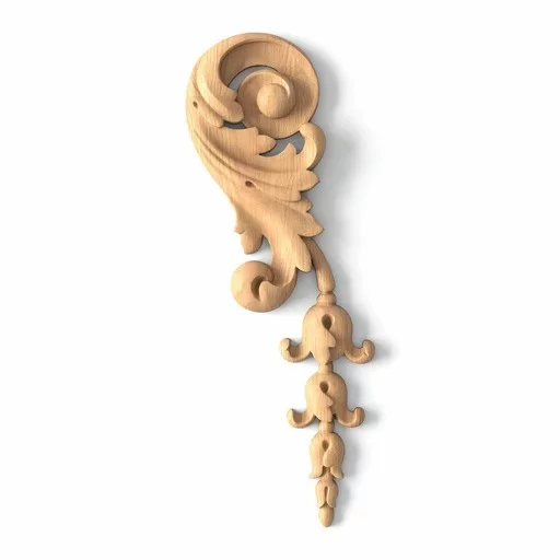 Custom wooden decorative onlay Acanthus with bellflowers, Left