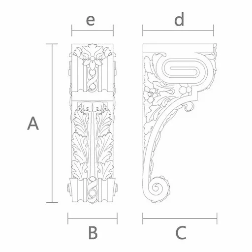 Large wood corbels ornate with floral elements