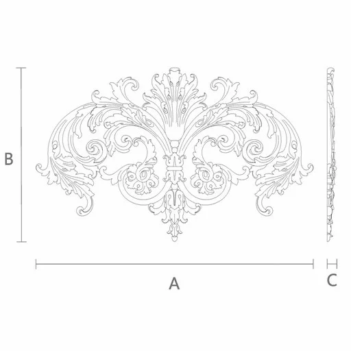 Hand carved onlay applique Baroque style floral decor