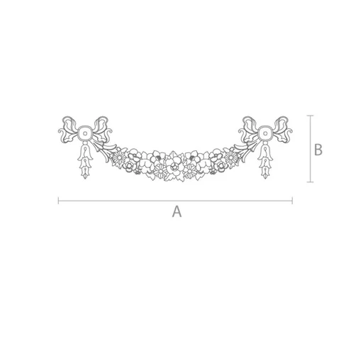 Large Romantic style wooden swag applique with flowers