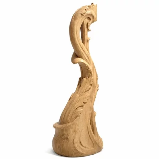 ART NOUVEAU STYLE NEWEL POST WITH ACANTHUS FROM OAK