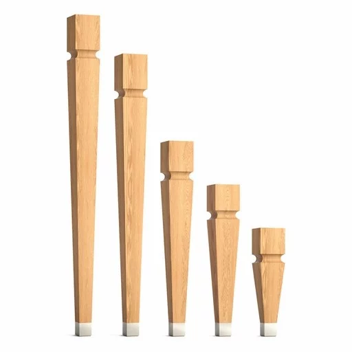 Square tapered table legs with metal tips