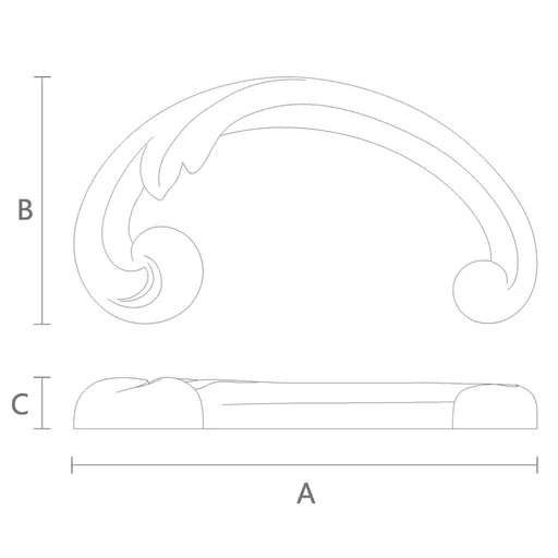 Solid wood onlay Scroll for stircase, Left