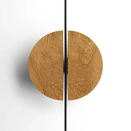 WOOD CABINET KNOB FROM TWO 5\ HALF ROUND PARTS FROM OAK. (SET OF 4 PC.)