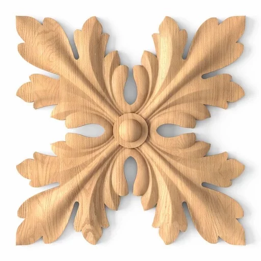 SQUARE OAK ROSETTE WITH ACANTHUS LEAVES