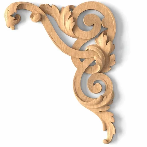 Colonial-style wooden decorative corner onlays, Right