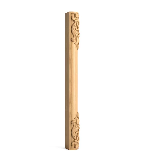 CARVED OAK CORNER COLUMN WITH ACANTHUS LEAVES
