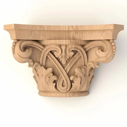 Column capital with floral elements and bead wood trim Byzantine style