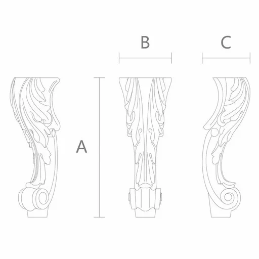 Queen Anne coffee table legs with acanthus leaf Baroque (1 PC)