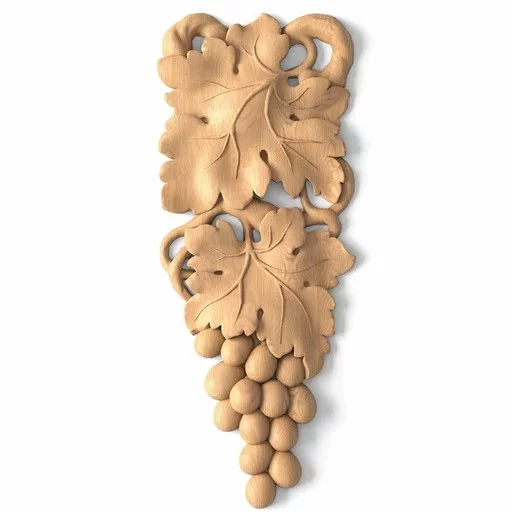 Large hardwood decorative applique Grapevine for walls, Left