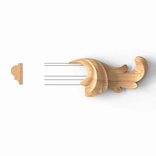 ARCHITECTURAL SOLID WOOD ACANTHUS ONLAY FOR MOLDING, RIGHT