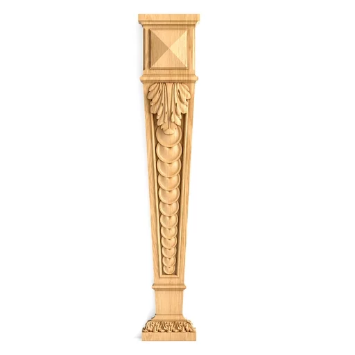 WOOD PILASTERS WITH ACANTHUS LEAVE ANTIQUE STYLE