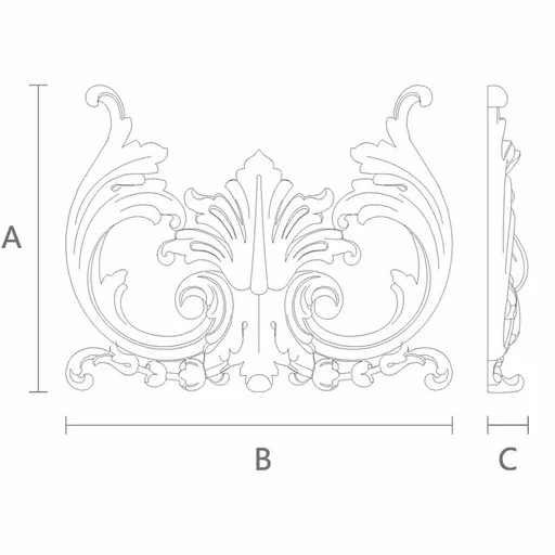 Handcrafted wooden Baroque applique with acanthus scrolls