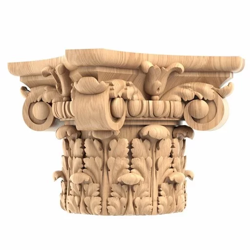 Ornamental columns tops with volutes and acanthus composite order