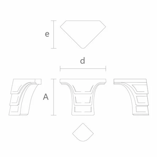 Furniture feet bracket carved from hardwood (ogee bracket) (1 PC)