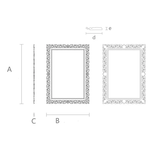 CLASSIC STYLE HARDWOOD RECTANGULAR FRAME MIRROR WITH SCROLLS
