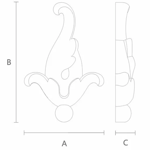 Unfinished architectural floral applique from high quality wood