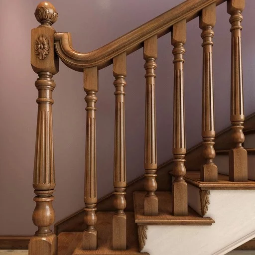 VICTORIAN WOOD STAIR BALUSTERS FLUTED