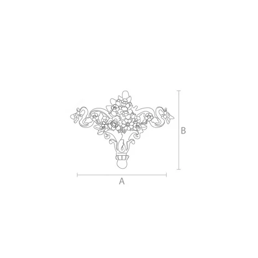 Decorative flower bouquet with ribbons applique from beech