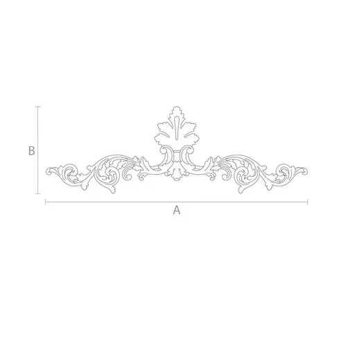 Palmette horizontal onlay with acanthus leaves from solid wood
