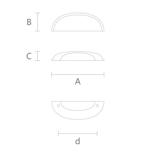OAK SEMICIRCLE HANDLES FOR FURNITURE MINIMALIST