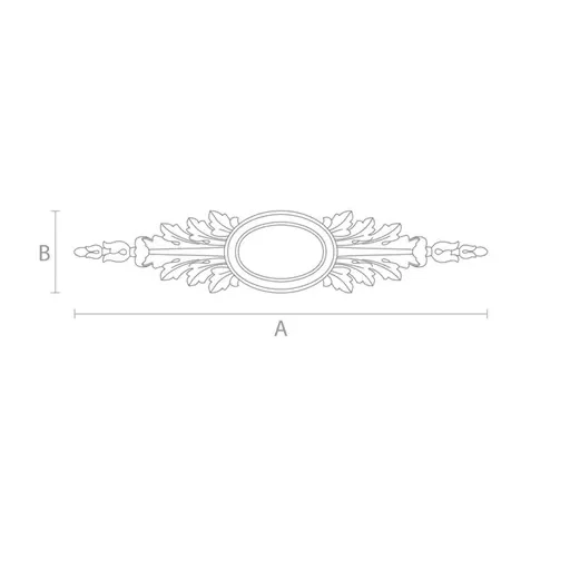 Floral furniture onlay with an oval center from solid wood