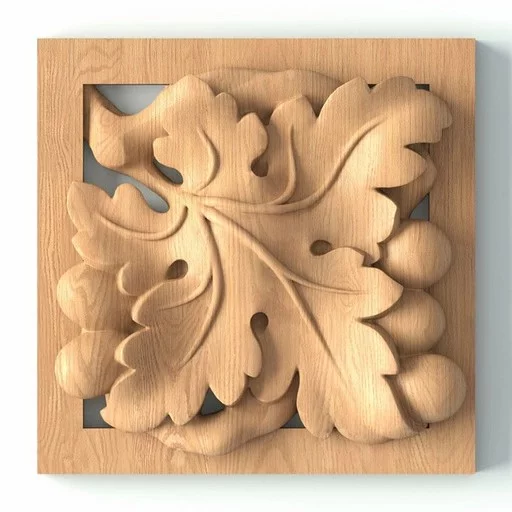 WOOD ROSETTES SQUARE WITH GRAPES, LEFT