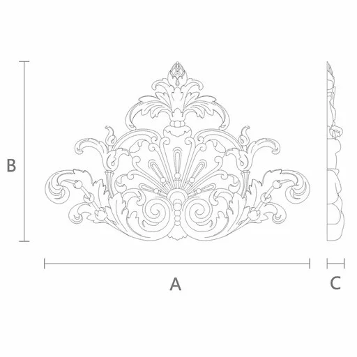 Baroque beaded onlay with acanthus scrolls from oak