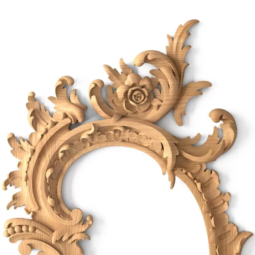 ROCOCO STYLE HARDWOOD CURVED FRAME MIRROR WITH FLOWERS