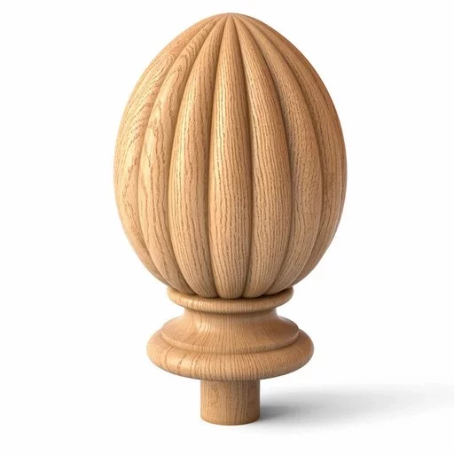 Architectural decorative oak acorn finial for staircase