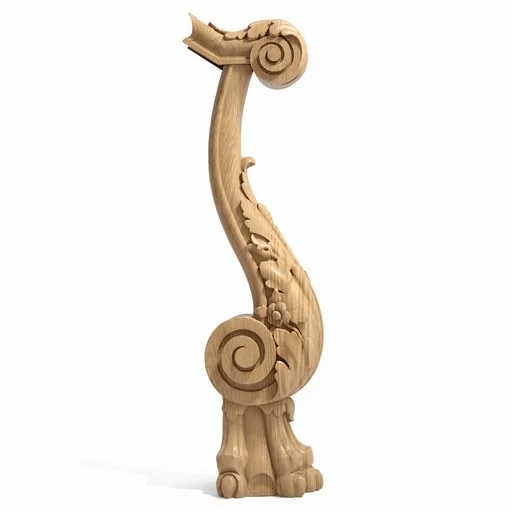 HANDCRAFTED SOLID WOOD STAIRCASE POST WITH A PAW BASE