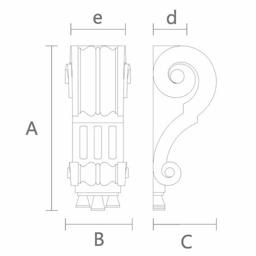 Carved wooden brackets scroll Renaissance