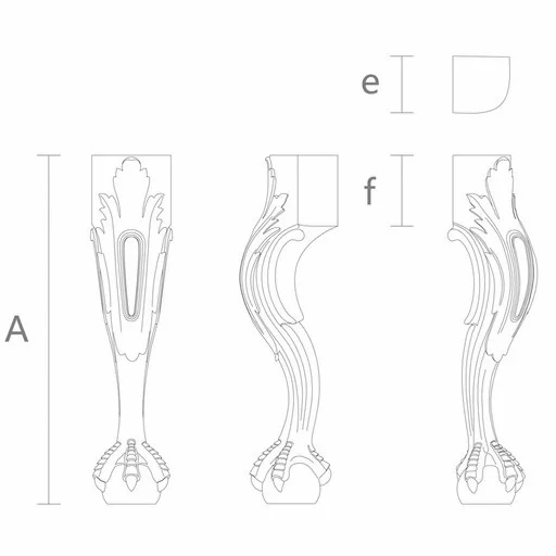 Decorative eagle clawfoot table legs with acanthus leaf (1 PC)