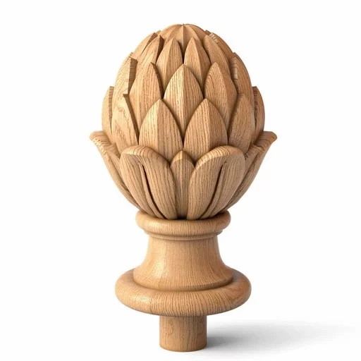 Solid wood unfinished Artichoke finial for interior decoration
