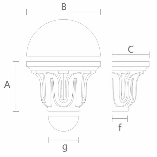 Pillar caps with wood carved leaves for half-round columns