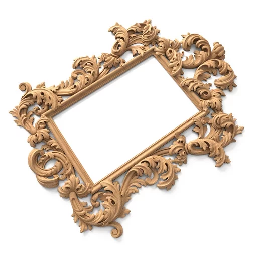 HARDWOOD OPENWORK BAROQUE FRAME MIRROR WITH ACANTHUS ORNAMENTAITON