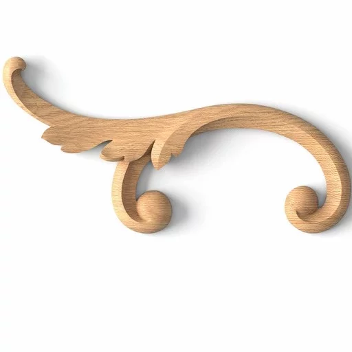 Decorative solid wood onlay with acanthus leaf, Left