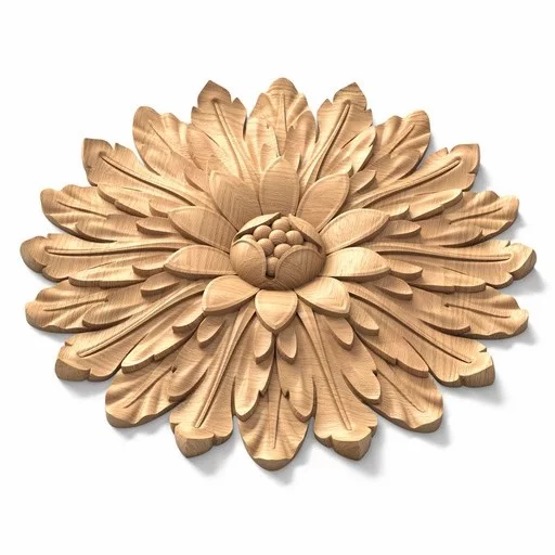 ORNAMENTAL WOODEN ROSETTE FLORAL ART NOUVEAU