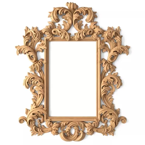 HARDWOOD OPENWORK BAROQUE FRAME MIRROR WITH ACANTHUS ORNAMENTAITON