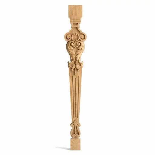 RENAISSANCE CARVED STAIR BALUSTERS WITH SCROLLS AND ACANTHUS LEAVES