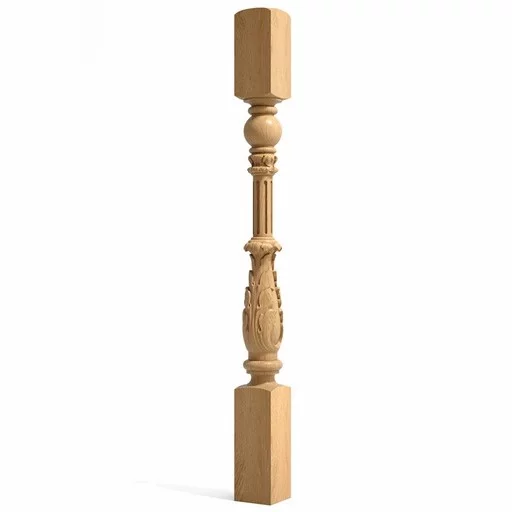 RENAISSANCE STYLE FLUTED WOODEN STAIRCASE POST