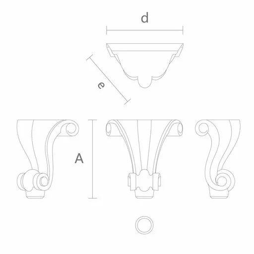 Chippendale furniture feet carved reversed scroll (1 PC)