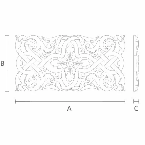 Rectangular acanthus onlay with a rosette from wood