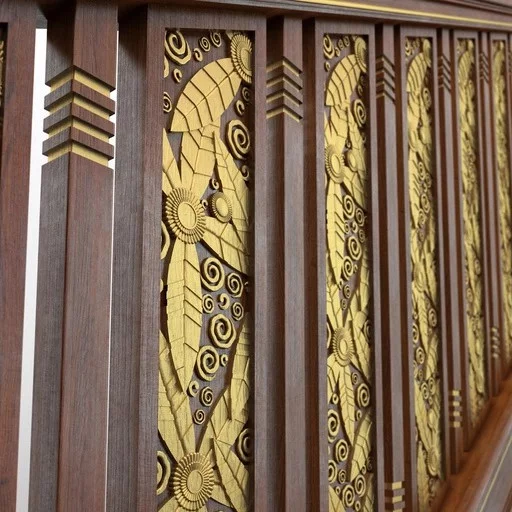 SQUARE OAK STAIRS BALUSTER WITH HORIZONTAL FLUTES